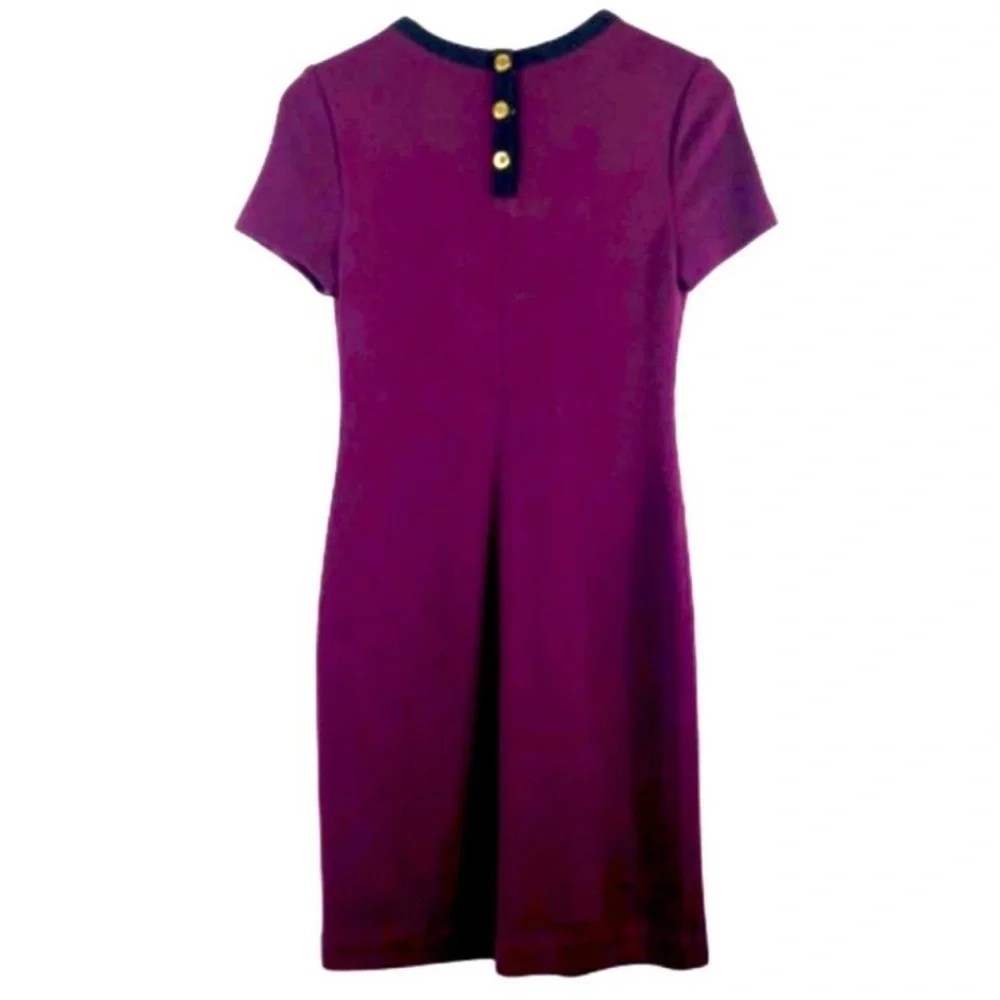 TORY BUTCH Anthea Shift Dress Wool Blend Knit Midi Sweater Dress, Plum